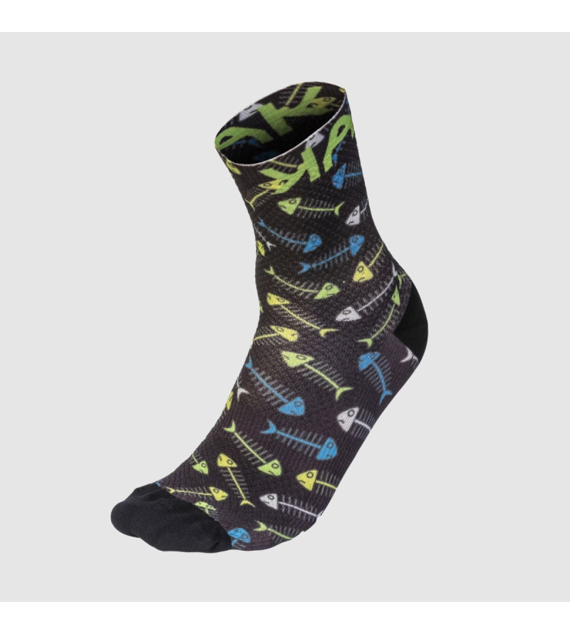 KARPOS GREEN FIRE SOCKS BLACK GREEN YELLOW WHITE