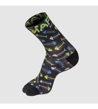 KARPOS GREEN FIRE SOCKS BLACK GREEN YELLOW WHITE