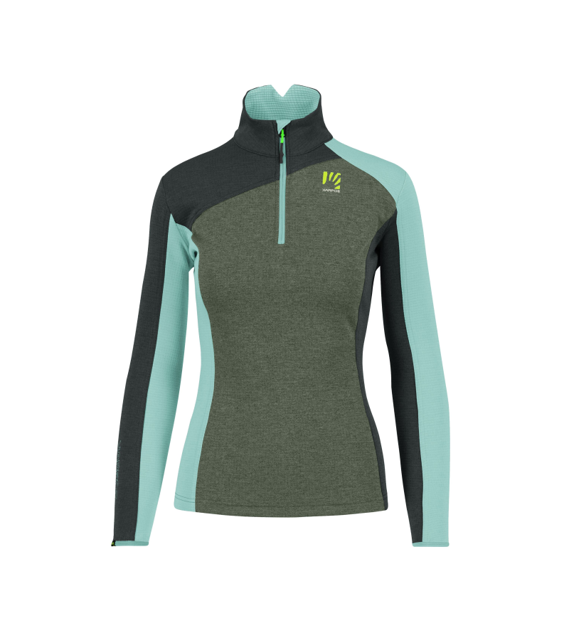 KARPOS FEDERIA W FLEECE HALF ZIP THYME/BLACK SAND