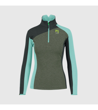 KARPOS FEDERIA W FLEECE HALF ZIP THYME/BLACK SAND