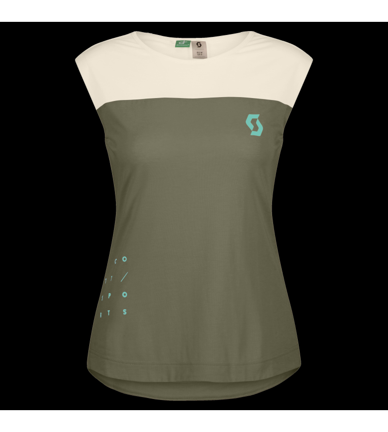 SCOTT TANK W'S TRAIL VERTIC DRI SS HAY GREEN COTTON WHITE
