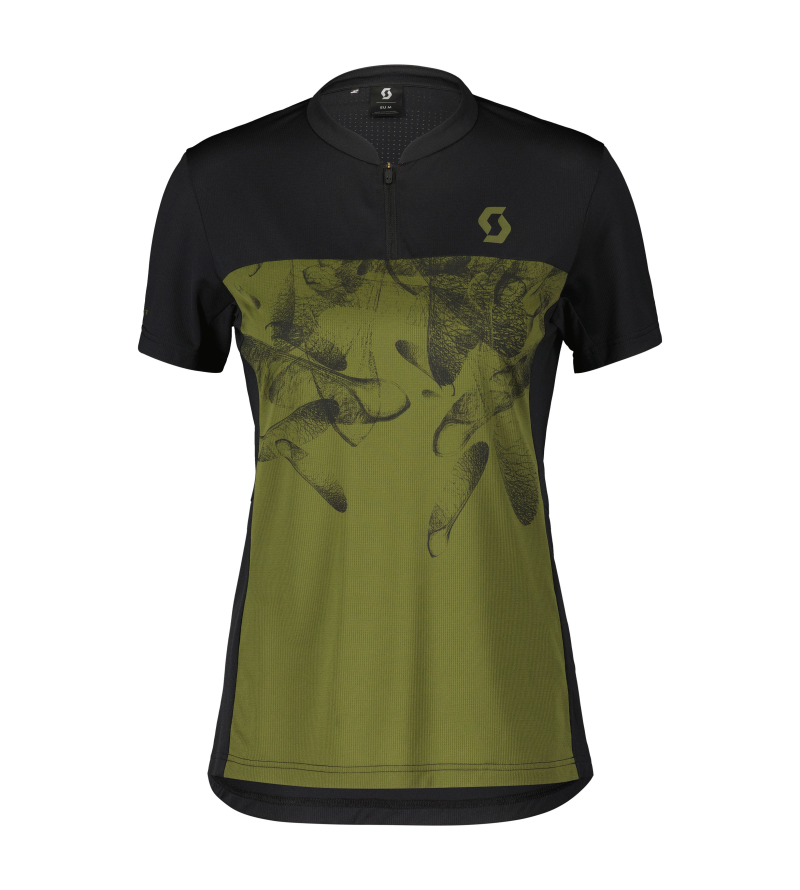 SCOTT SHORT W'S TRAIL FLOW ZIP SS BLACK FIR GREEN